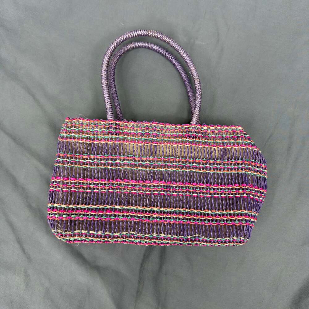 Mexican Oaxacan Multicolor Straw Hand Woven Tote Bag Woman’s Unisex Purse